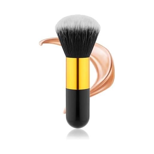Gosknor pennello autoabbronzante per viso, grande pennello applicatore kabuki sfumatura autoabbronzante morbido e denso ideale trucco agente abbronzante protezione solare fard fondotinta(oro nero)