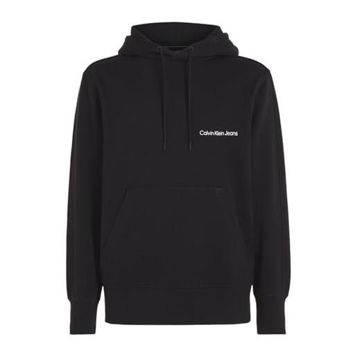 Calvin Klein jeans institutional hoodie j30j324620 felpe con cappuccio, nero (ck black), l uomo