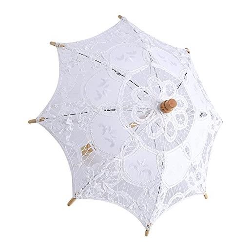 Tissting ombrello di pizzo bianco epoca, ombrello di pizzo elegante ombrello da sposa ombrello parasole ornato vintage ombrello bianco per ragazze party decor danza fotografia prop photoshoot