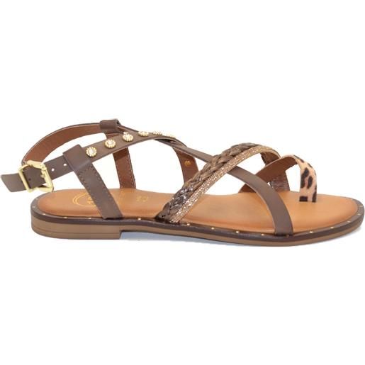 DICIOTTOPIU sanadalo infradito leopardo treccia caffe comb