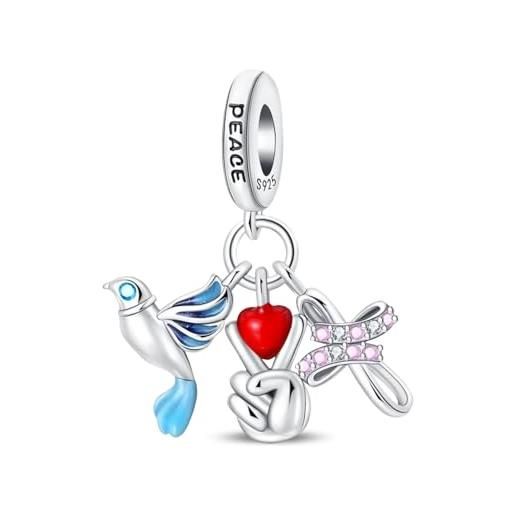 Elegante collana in argento sterling 925 con colomba