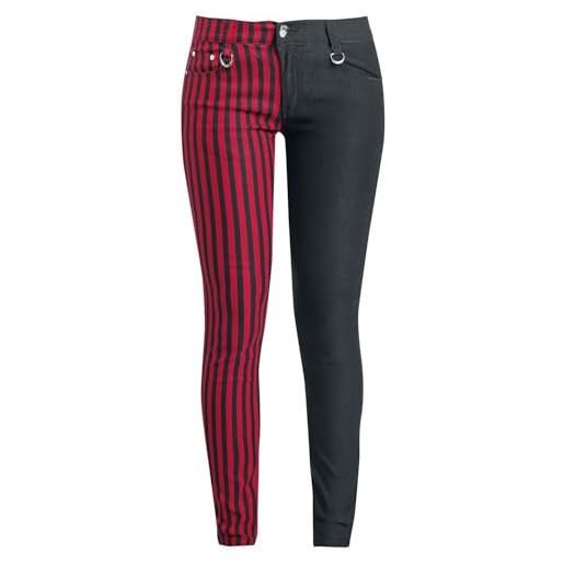 Banned alternative punk trousers donna pantaloni nero/rosso w30l34