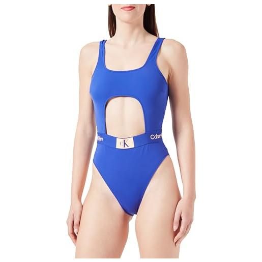 Calvin Klein costume da bagno donna one piece cut-out, blu (midnight lagoon), m