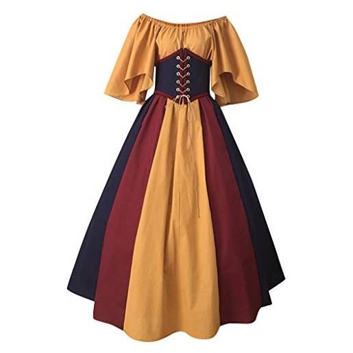 MJGkhiy vestito nero lungo donna gotico carnival abito nero medievale abbigliamento rinascimentale feste club party rinascimento vestito palazzo principessa abito da sera