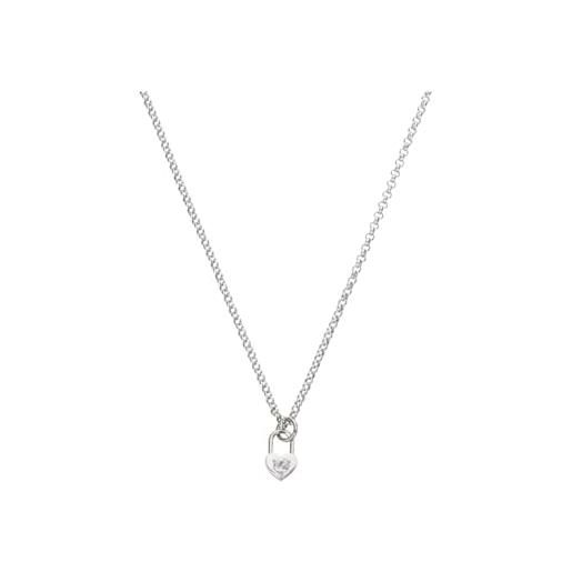 LIU-JO collana in acciaio colore silver con pendente lucchetto/cuore con cristalli lj2134 marca, estándar, metallo, nessuna pietra preziosa