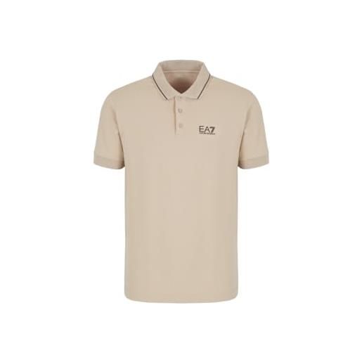 EA7 emporio armani polo da uomo core identity in piquet stretch, 8npf16 (it, testo, l, regular, regular, beige (cobblestone))