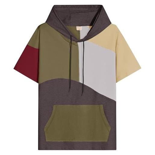 RUIZEHONG felpa maniche corte con cappuccio uomo cotone maglietta con cappuccio t-shirt estate sportiva