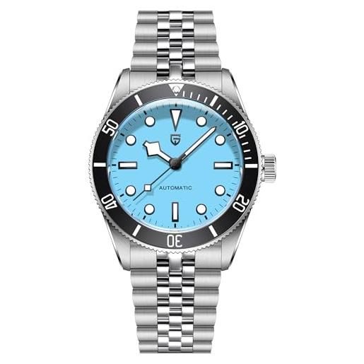 TYBERLEY orologio meccanico automatico da uomo vintage nh35 movimento in acciaio inox sintetico zaffiro 100m impermeabile orologio da uomo casual pd1812 (blu)