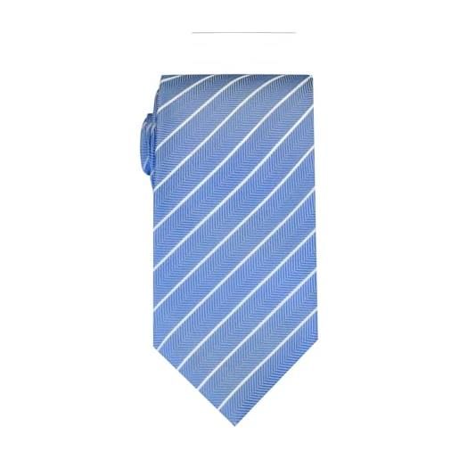 Remo Sartori - cravatta in seta a righe bianche spigata, made in italy, uomo (taglia unica, blu)