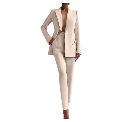 Kobilee tailleur donna eleganti cerimonia pantaloni e giacca 2 pezzi taglia forti estate tailleur blazer casuale chic ufficio e lavoro completi donna comode tuta elastici in vita maniche lunghe plus size