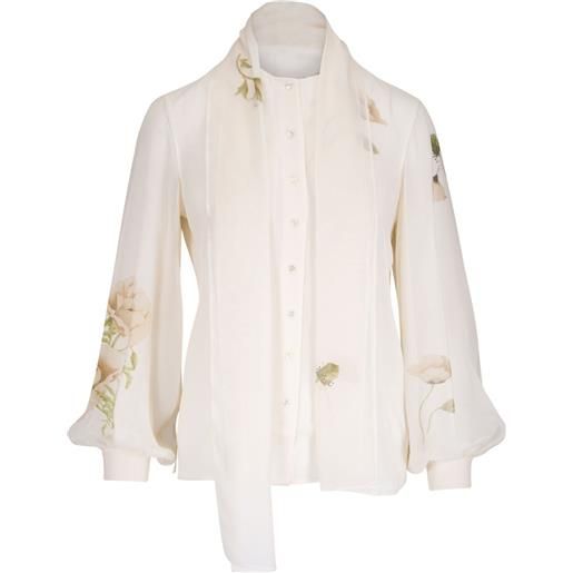 Akris blusa a fiori - toni neutri