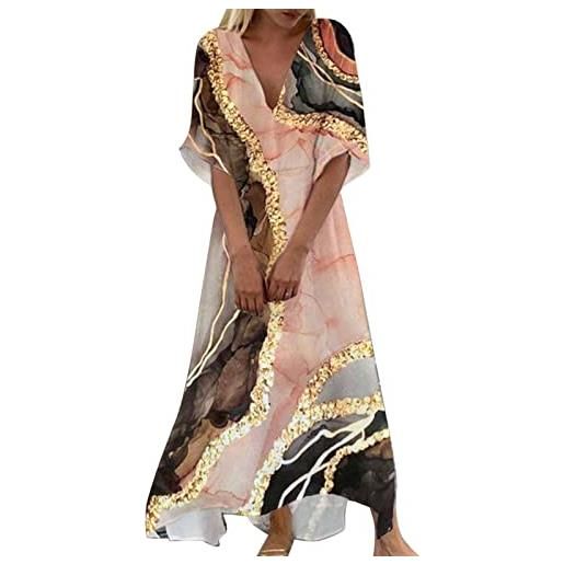 Generico vestito donna estivo lungo manica corta lungo abito larghe casual boho abiti stampa floreale per la primavera e l'estate confortevole abiti estivi donna curvy