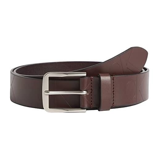 Calvin Klein jeans cintura uomo forged classic belt 3.5 cm aop in pelle, marrone (bitter brown), 100 cm