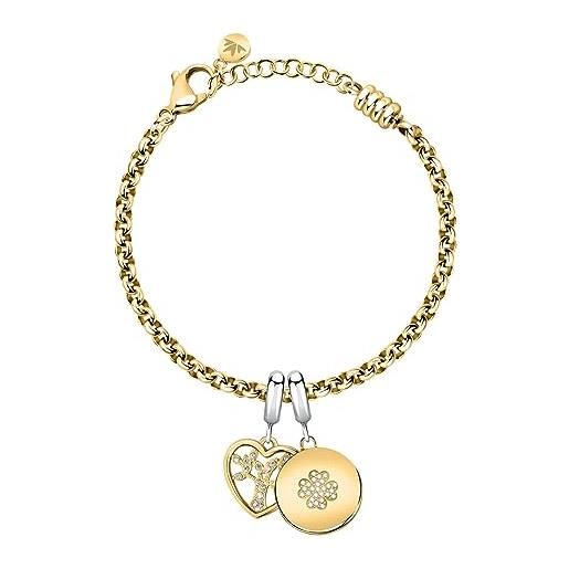Morellato drops bracciali donna in acciaio, cristalli, ip oro- scz1285