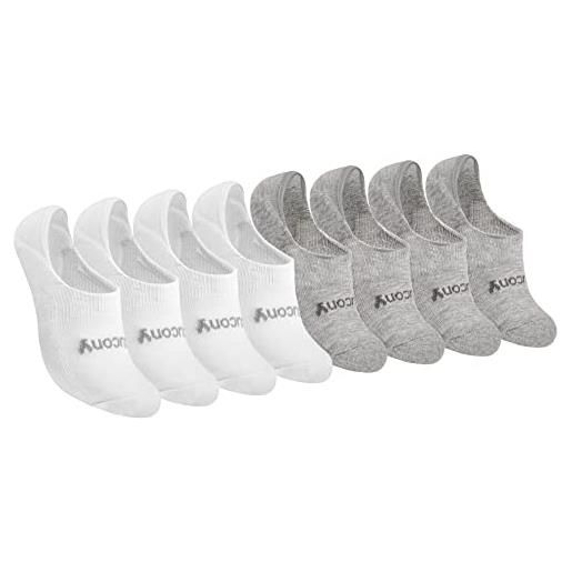 Saucony no show cushioned invisible liner socks, available in s-l (8, 16 pairs) calzini, bianco/grigio (8 paia), s (pacco donna