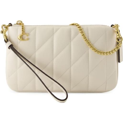 Coach clutch trapuntata in pelle - bianco