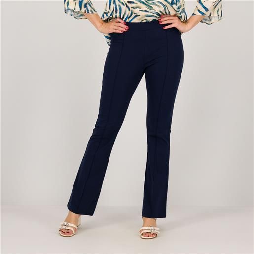 Officina della Moda pantaloni a zampa con nervatura in punto milano