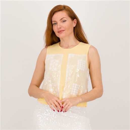 Parker & Rowe canotta in georgette con paillettes applicate