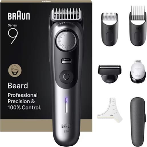 Braun beard. Trimmer 9 bt9520 regolabarba batteria 52 2cm nero e grigio
