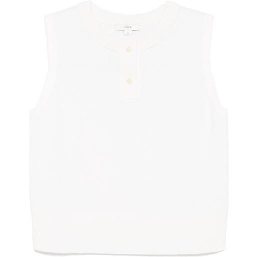Vince top henley con lavorazione a maglia - bianco