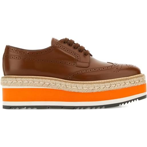 Prada stringate in pelle - marrone