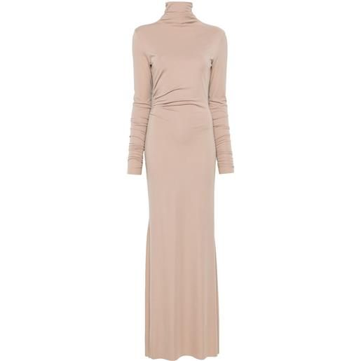 A.M.G. abito lungo con ruches - marrone