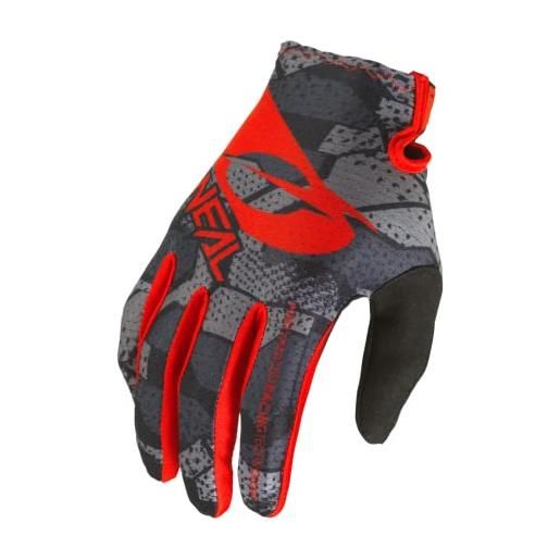 O'NEAL | guanti ciclismo e motocross | bambini | mx mtb dh fr downhill freeride | materiali durevoli e flessibili, palmo superiore ventilato | matrix youth glove camo v. 22 | nero rosso | taglia l