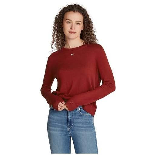 Tommy Jeans donna pullover essential crew neck scollo rotondo, multicolore (red / white stripe), xl