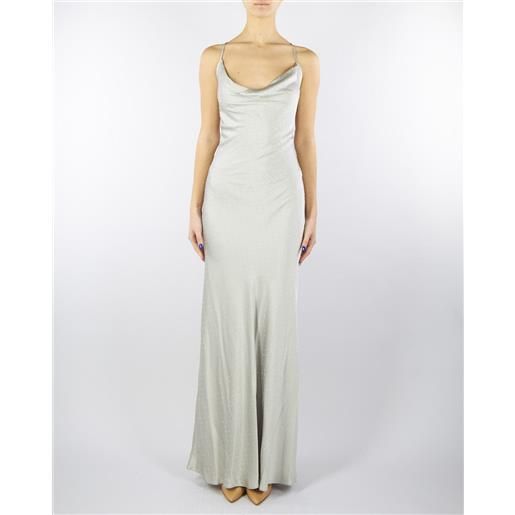 ACTUALEE abito silver in raso con strass all over