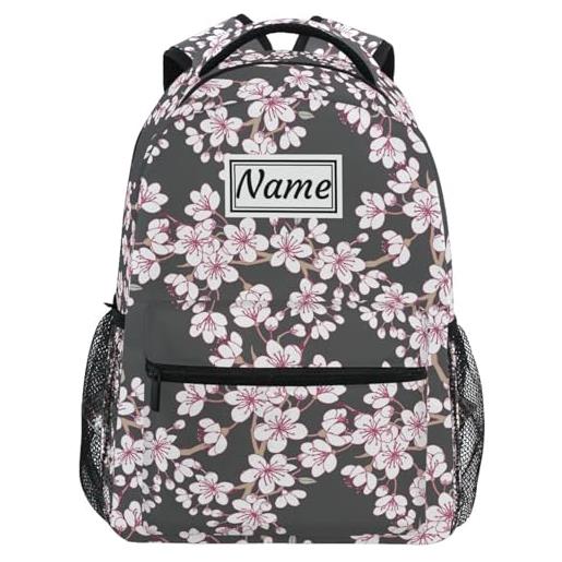 PRyLqKS zaini personalizzati personalizzato sakura cherry blossoms bookbag con nome ragazzi ragazze scuola zaino 17 pollici, multicolore7, taglia unica