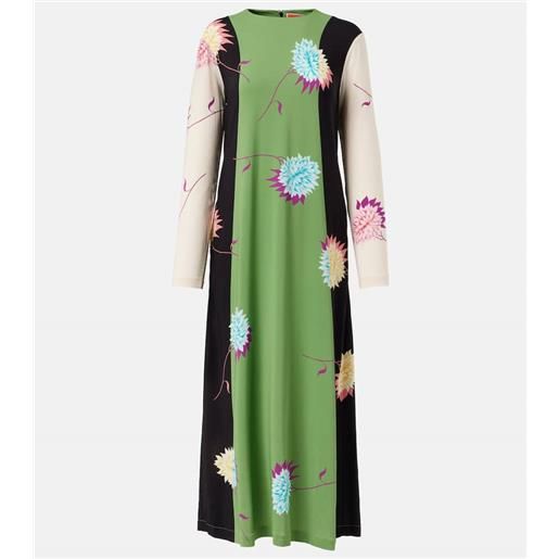 La DoubleJ abito midi swing in jersey con stampa