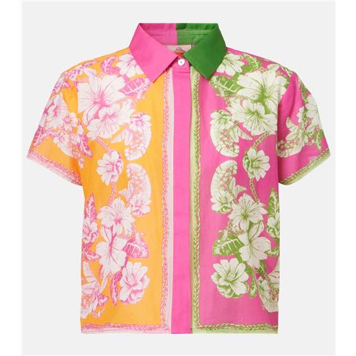 Farm Rio camicia mixed scarves floral elegance in cotone