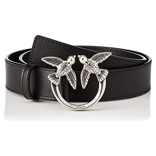 Pinko love berry simply h3 belt vite, cintura donna, z99o_nero-old silver, l