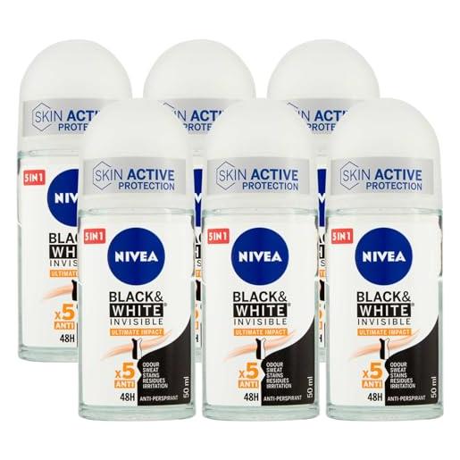 FEI FAN deodorante donna roll-on black & white invisible ultimate impact, 48h antitraspirante 50ml (6 roll-on)