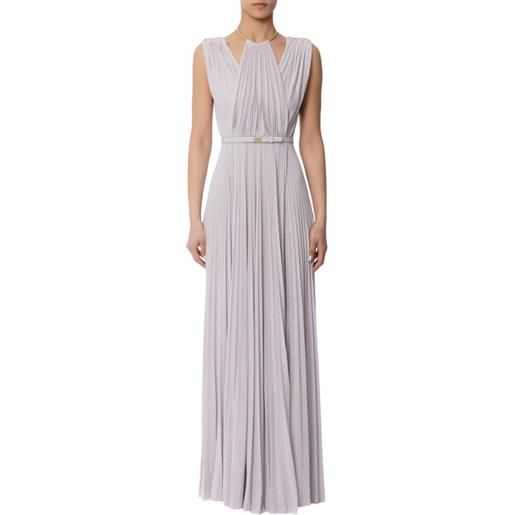 ELISABETTA FRANCHI abito red carpet in jersey lurex con cintura - abr2152e2 - quarzo