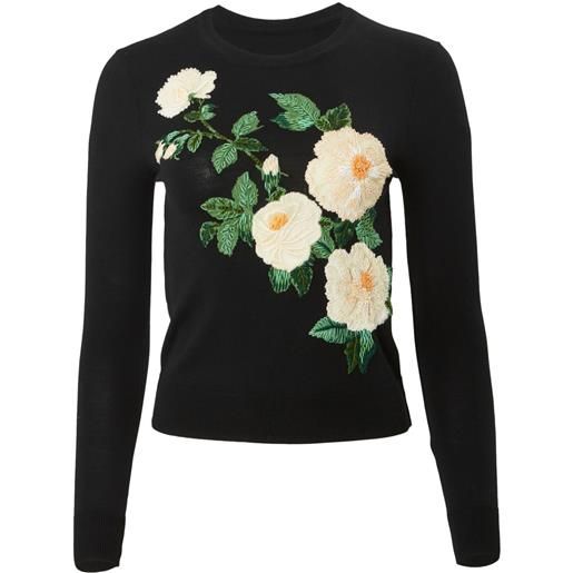 Carolina Herrera maglione con intarsi a fiori - nero