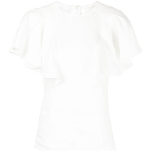 Chloé top con maniche con volant - bianco