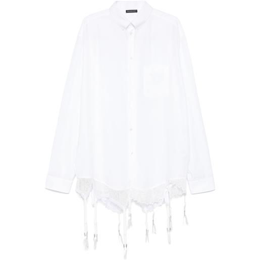 Balenciaga camicia con rifinitura in pizzo - bianco