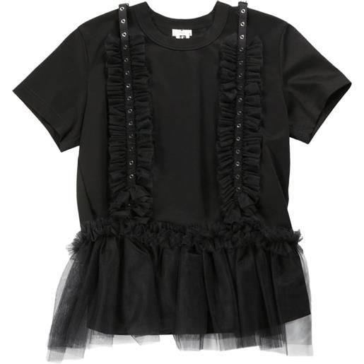 Maglietta Da Donna In Tulle Con Maniche A Sbuffo E Volant, Scollo - Foto 5