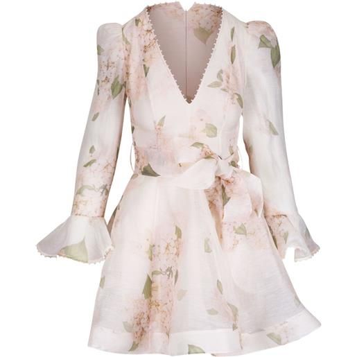ZIMMERMANN abito corto con stampa a fiori - bianco
