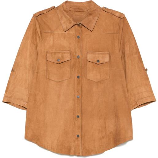 Salvatore Santoro camicia in pelle scamosciata - marrone
