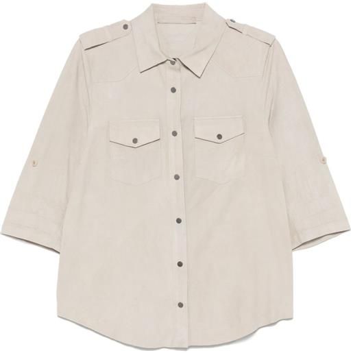 Salvatore Santoro camicia in pelle scamosciata - grigio