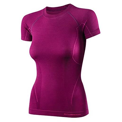 BRUBECK camicia funzionale a maniche corte da donna | traspirante | thermo | 41% lana merino | ss11700 | plum | s
