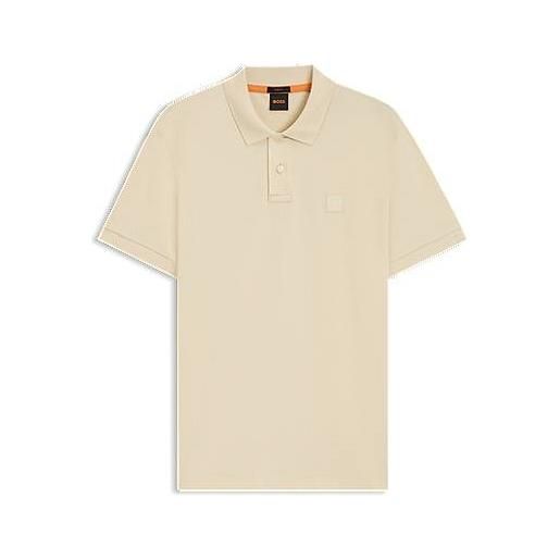 BOSS polo slim fit in cotone elasticizzato con toppa con logo, colore neutro