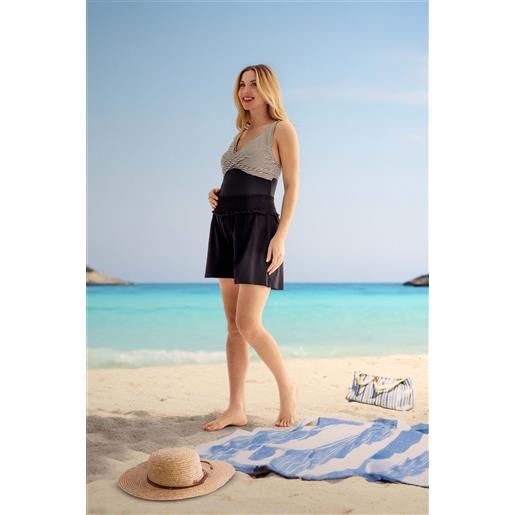 Leggings premaman da donna, opachi, a vita alta, per maternità, per yoga, tempo libero, Blu, S