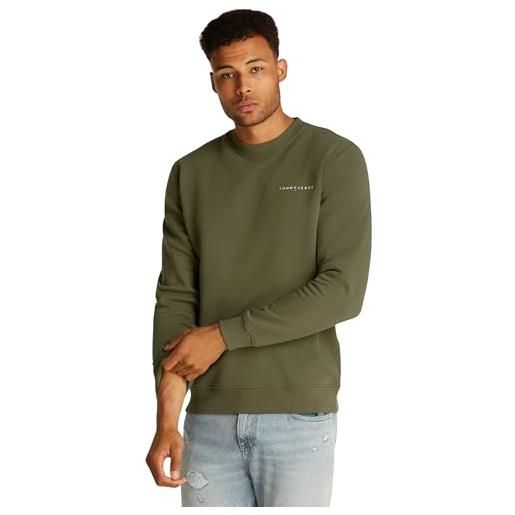 Tommy Jeans tjm reg linear crew ext dm0dm20249, felpa pullover, uomo, blu (dark night navy), xxl