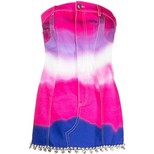 AREA abito corto denim senza spalline - rosa
