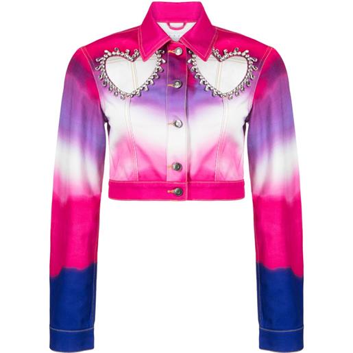 AREA giacca denim heart crop con dettaglio cut-out - rosa