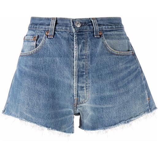 RE/DONE shorts denim con orlo sfilacciato - blu
