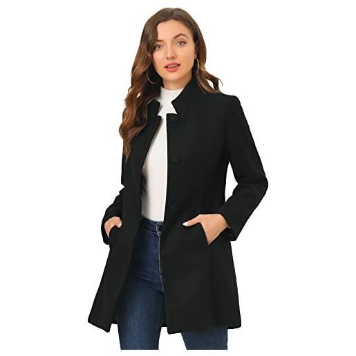 Allegra K cappotto invernale da donna con colletto alla coreana, monopetto, capispalla, rosso, large